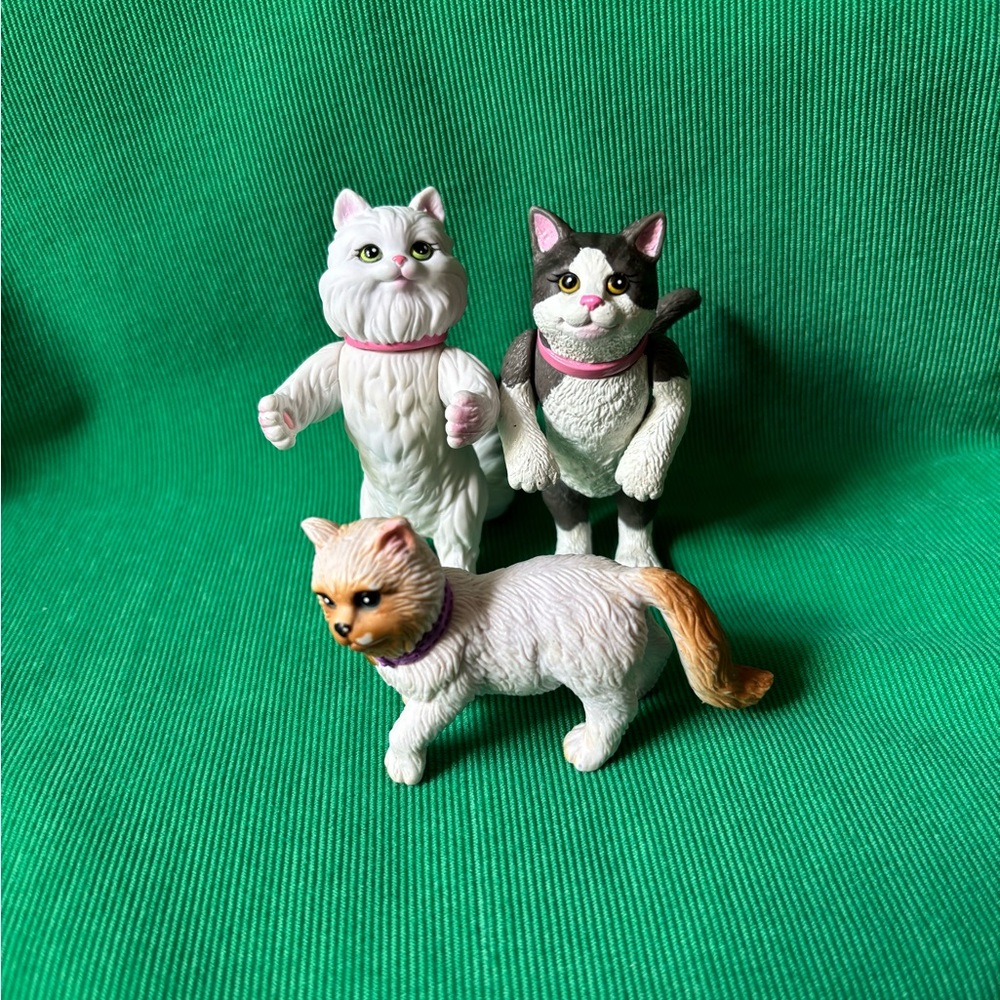 BARBIE DOLL 2003 POSH PETS CAT FIGURE lot of 3 accessory play animal HTF